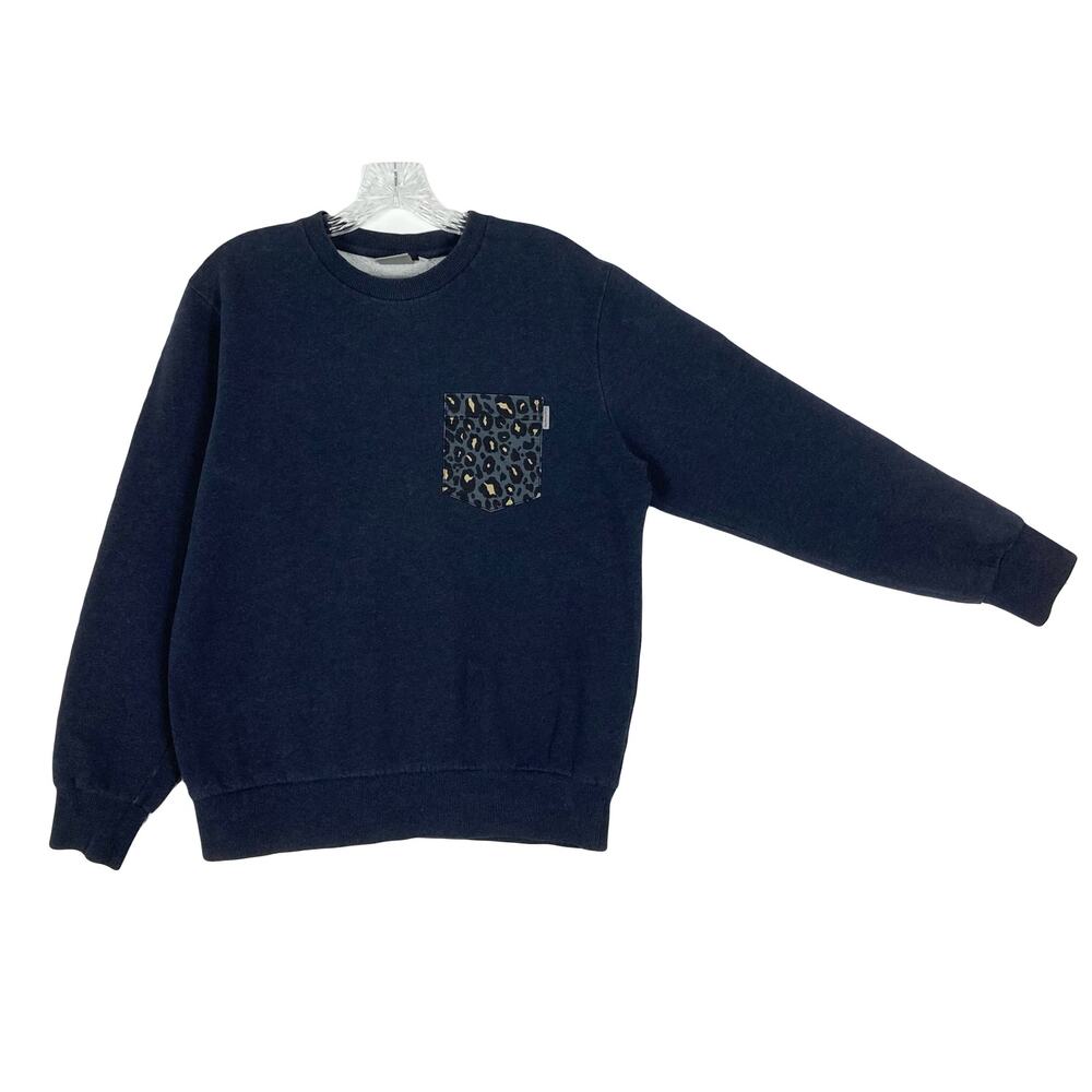 Nwot CARHARTT Sweatshirt S Navy Animal-Print-Pocket Fleece-Lining Long-Slv”Eaton